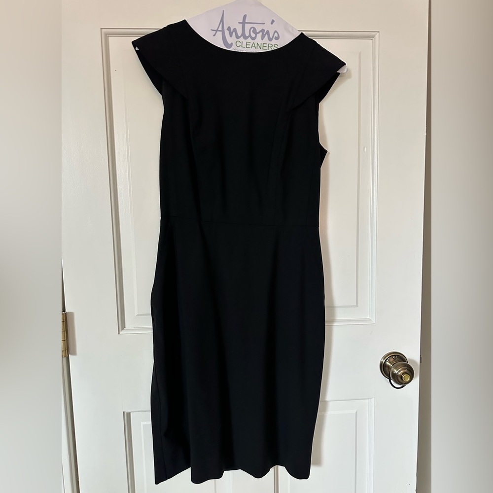 J Crew Women's Cap-sleeve sheath dress in two-way stretch wool, black, size 2P